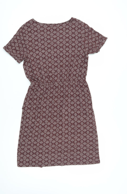 Fat Face Women's Brown Geometric Shift Dress, Size 10