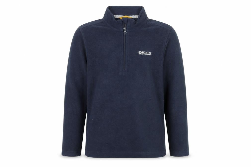 Front view of Regatta boys’ blue 1/4 zip fleece sweatshirt, age 11-12