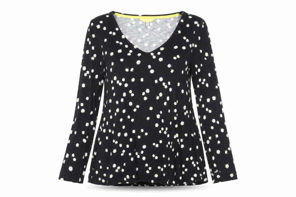 Womens UK Size 8 Joules Black Cotton T-Shirt
