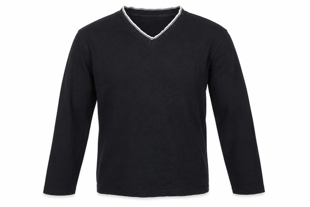 BHS Men's Black Cotton Pullover Jumper S V-Neck Casual