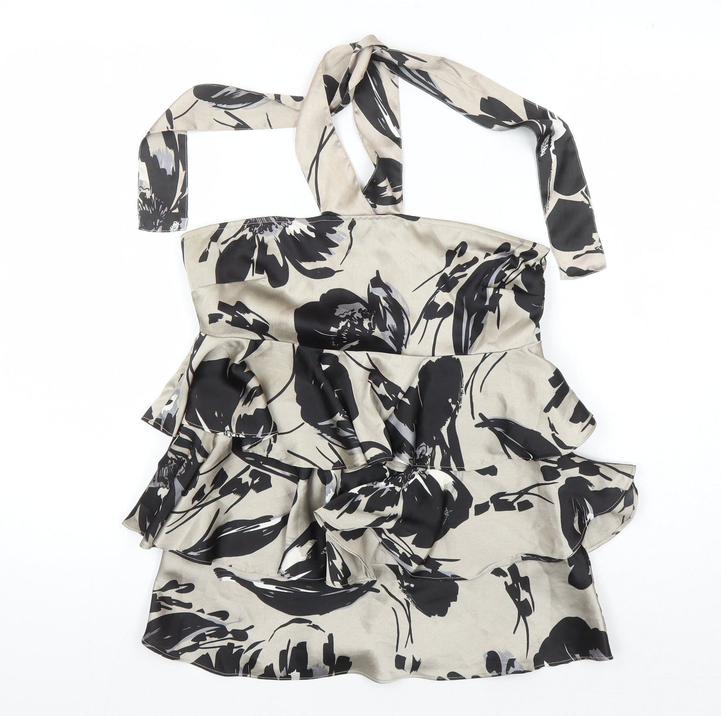 Next Women's Beige Floral Halter Camisole Blouse Size 10