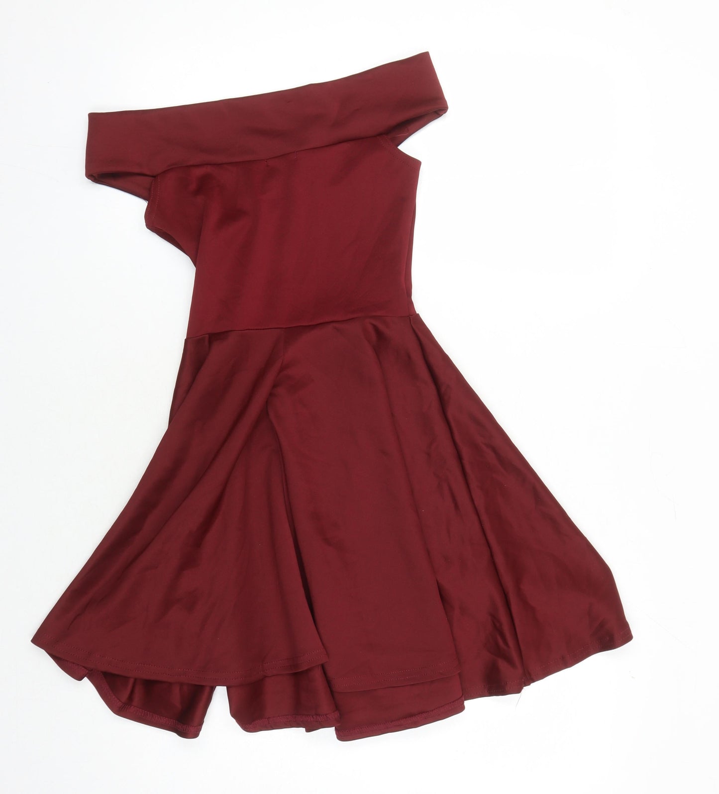 Boohoo Women's Red Off Shoulder Fit & Flare Dress Size 8