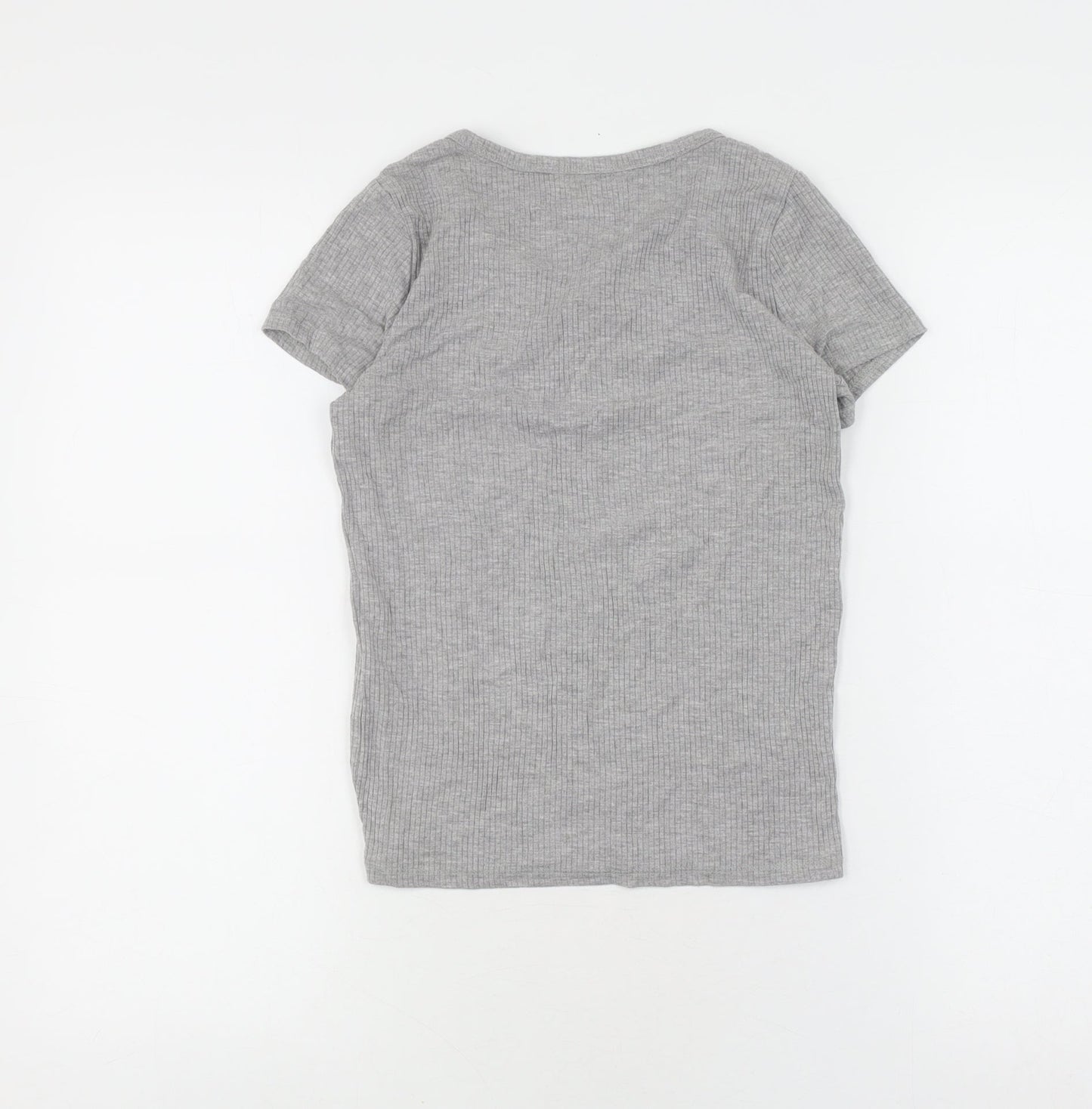 Hollister Women's Grey Lace-Up T-Shirt - Size S