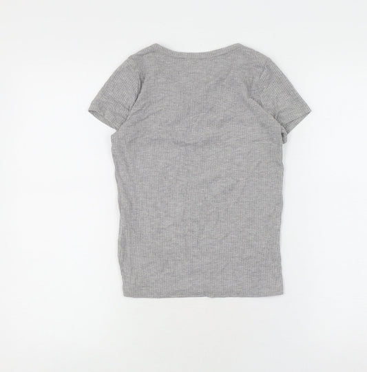 Hollister Women's Grey Lace-Up T-Shirt - Size S