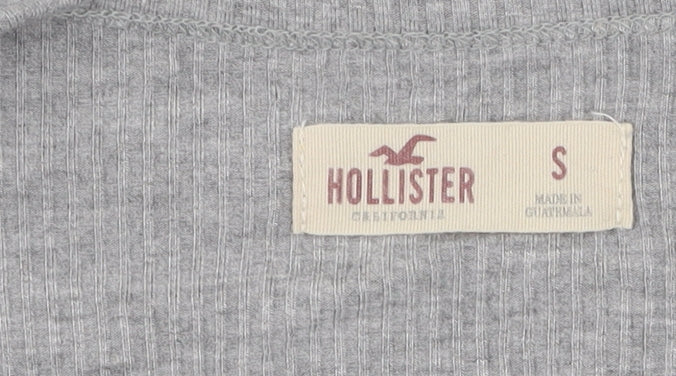 Hollister Women's Grey Lace-Up T-Shirt - Size S