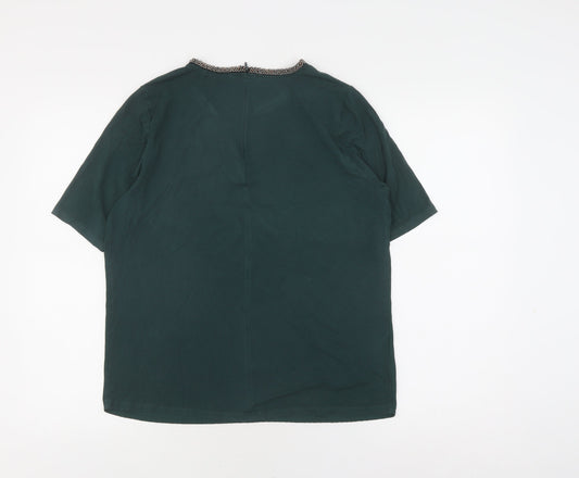 Laura Ashley Women's Green Beaded Blouse UK 12