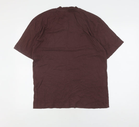 Collusion Men's Brown Cotton Logo T-Shirt - M