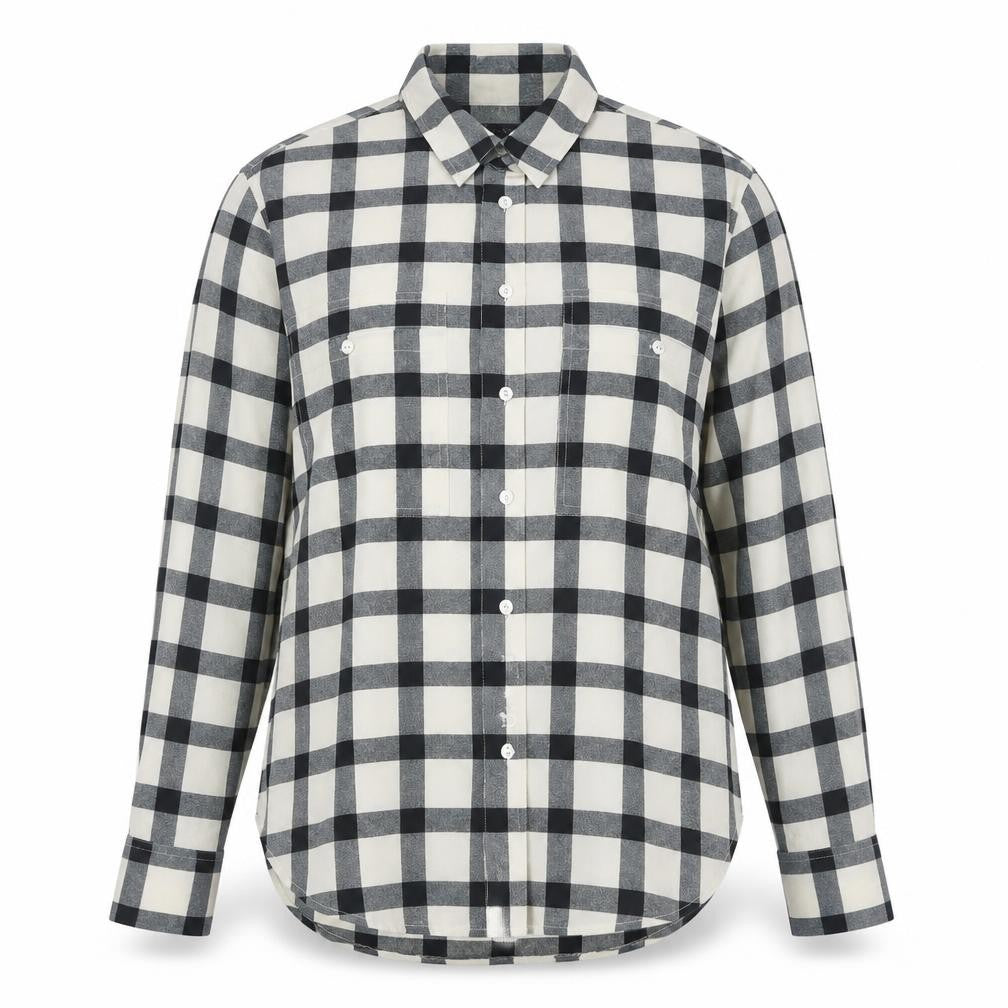 Marks and Spencer Women's Blue Check Button-Up Shirt Size 8
