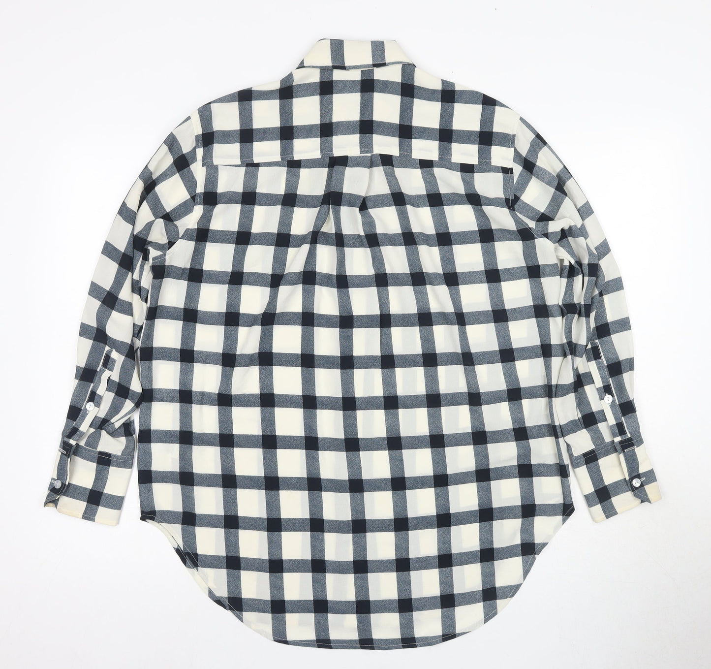 Marks and Spencer Women's Blue Check Button-Up Shirt Size 8