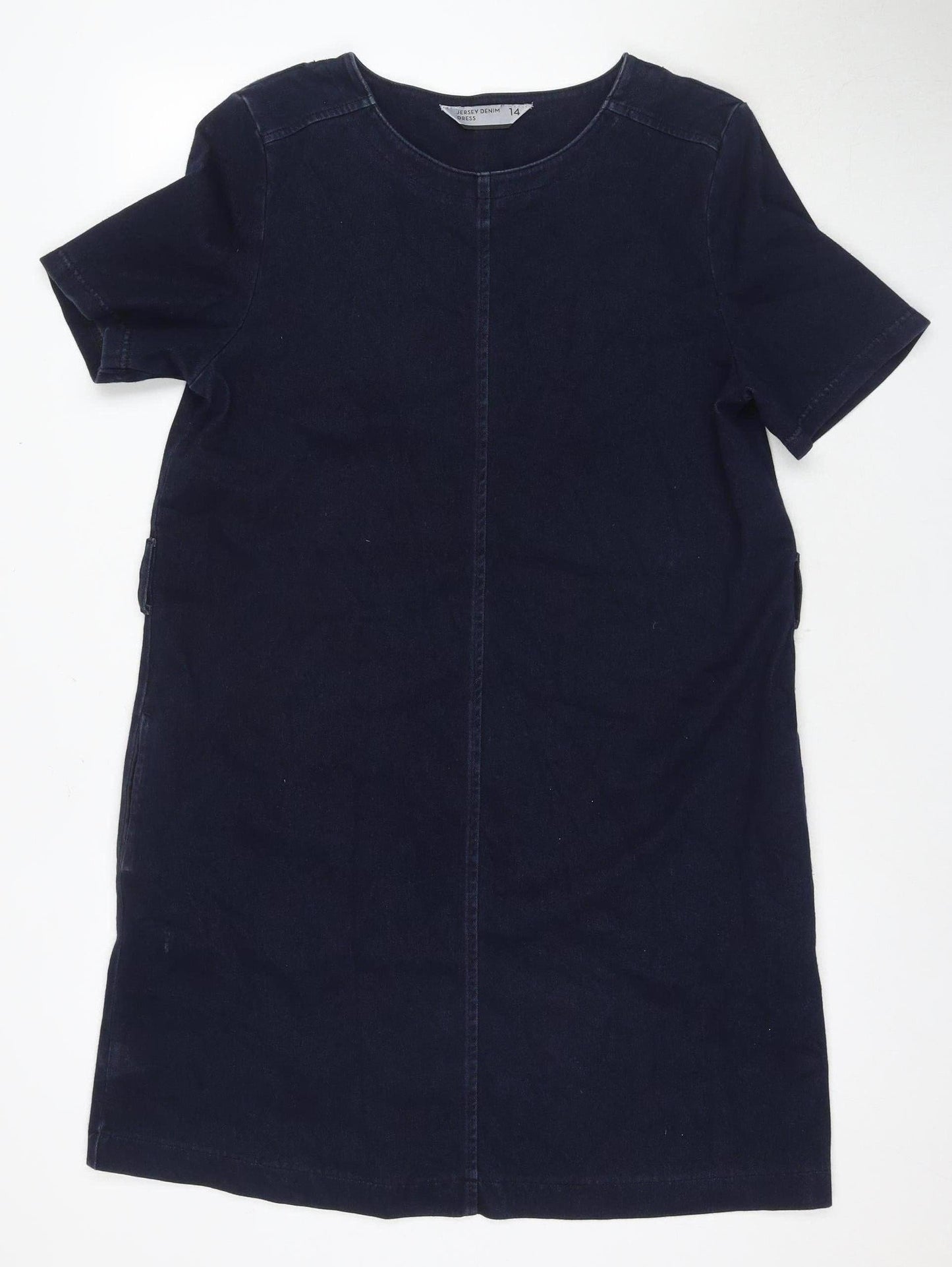 Next Women's Blue Round Neck Dress Size 14
