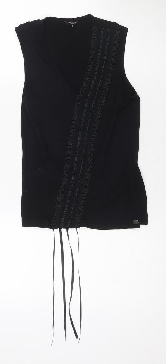 Ted Baker Women's Black Wrap Blouse with Straps
