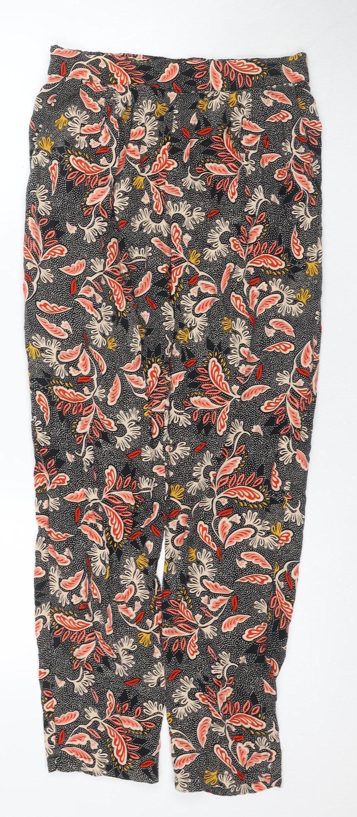 H&M Women's Multicoloured Floral Trousers Size 8