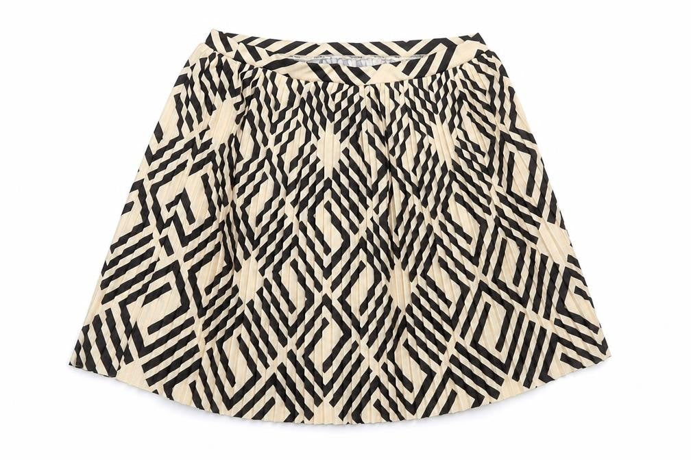 Front view of ASOS Women's Geometric Pleated Skirt, size 10