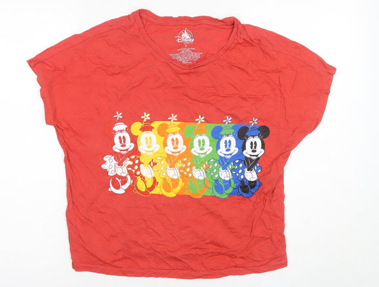 Disney Red Unisex Cartoon T-Shirt S