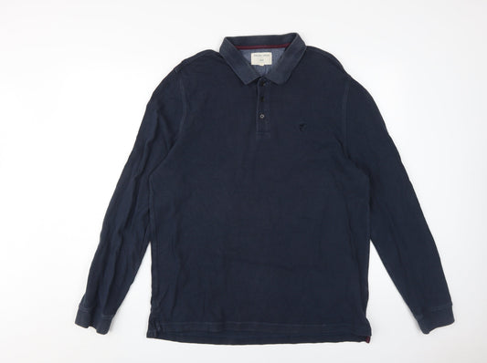 Racing Green Men's Blue Long Sleeve Polo Shirt L