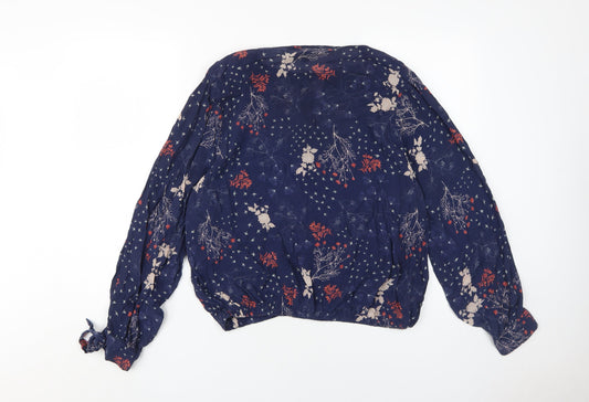 Rdalamal Women's Blue Floral Tunic Blouse Size 10