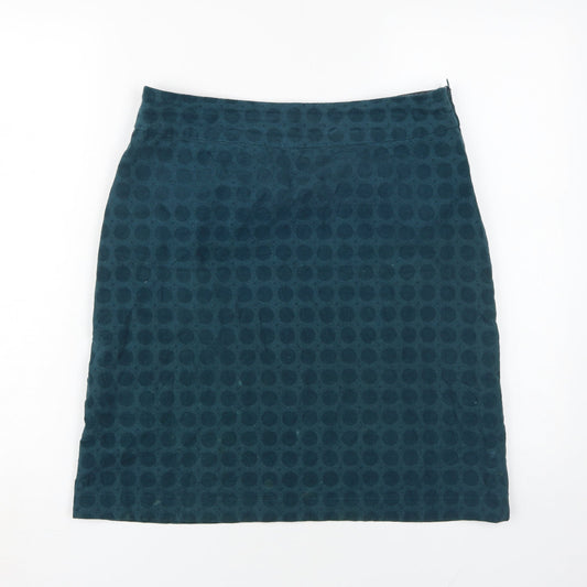White Stuff Women's Blue Geometric Pencil Skirt Size 10