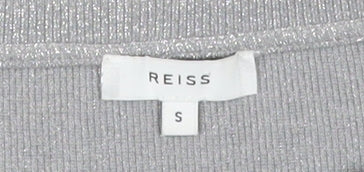 Reiss Women's Silver 3/4 Sleeve Knit Top - Size S
