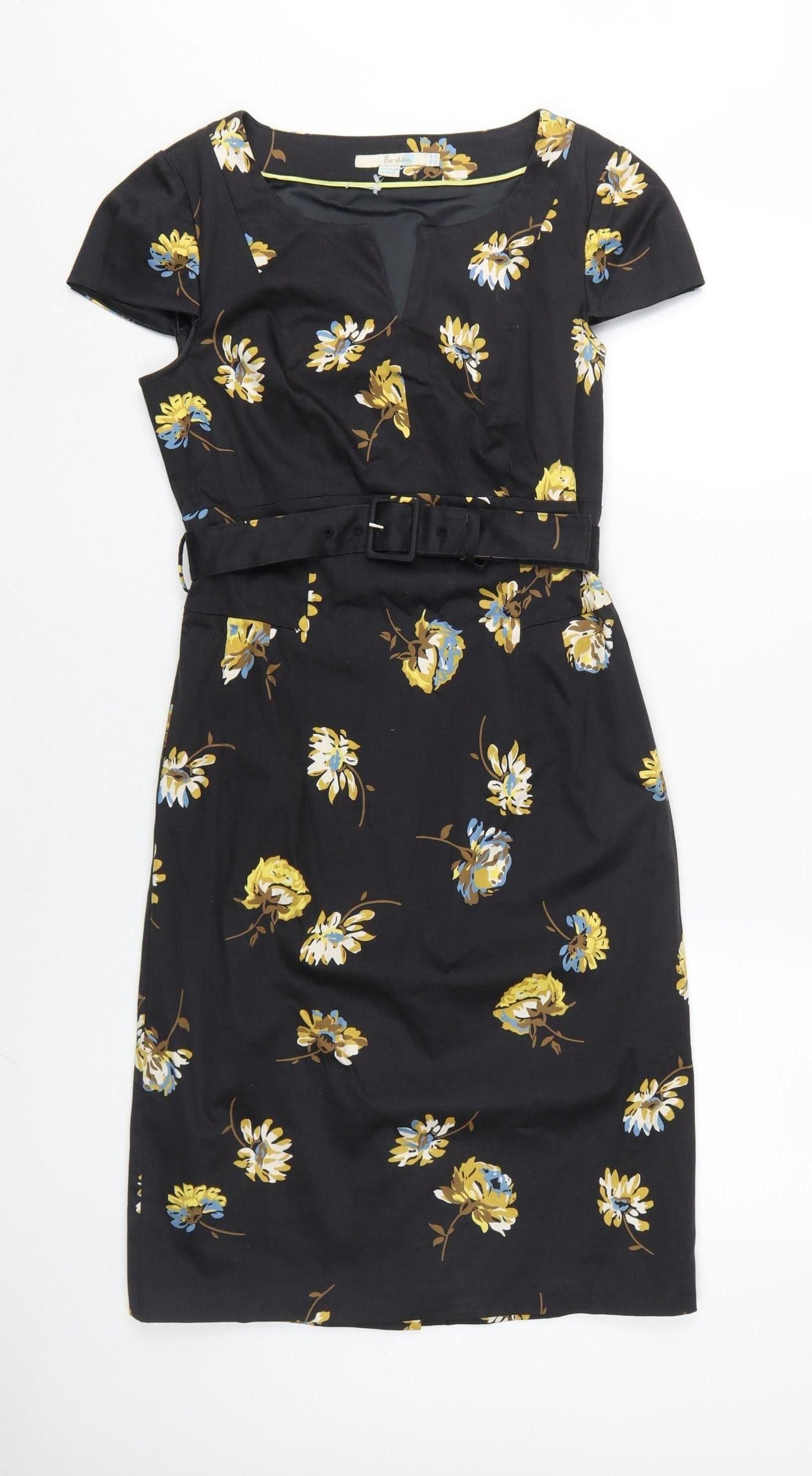 Boden Women's Black Floral Sheath Dress 12
