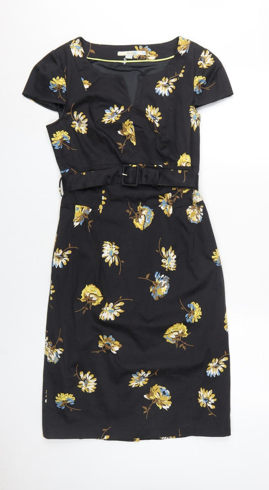 Boden Women's Black Floral Sheath Dress 12