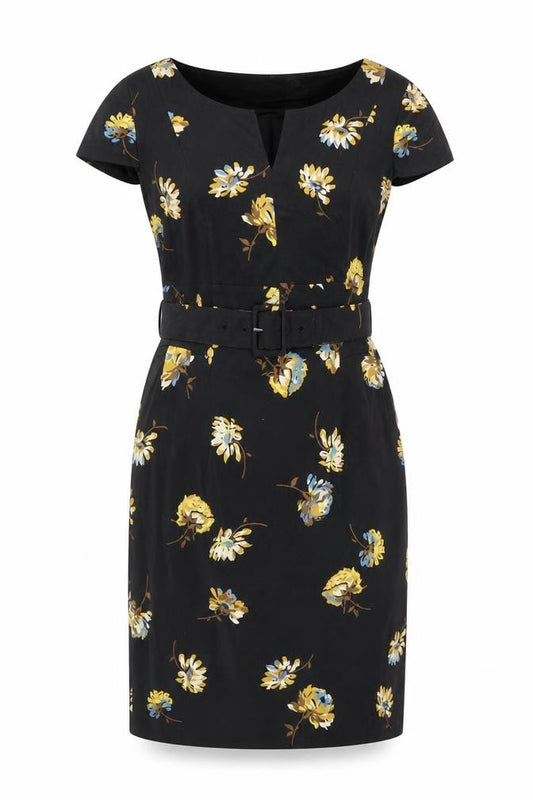 Boden Women's Black Floral Sheath Dress 12