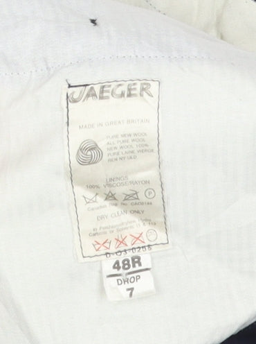 Jaeger Men's Blue Wool Pleated Trousers 48R