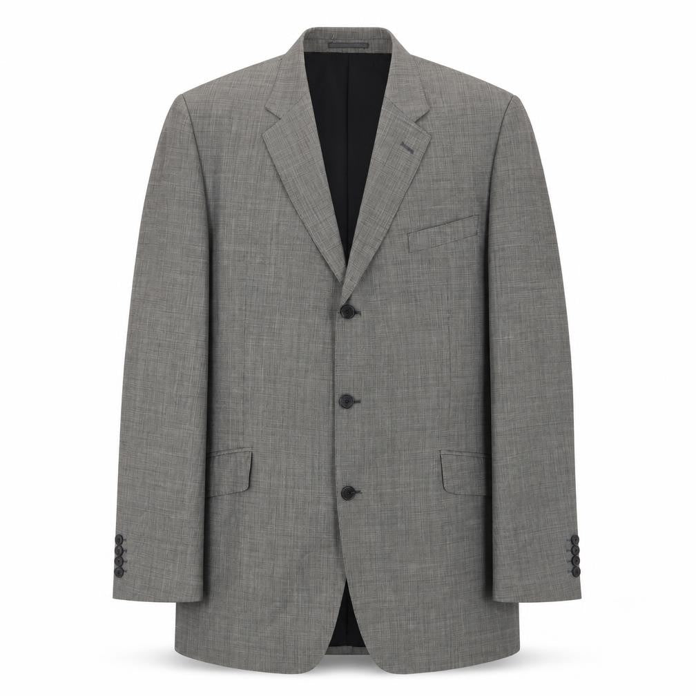 Mens 44 Chest Regular Jaeger Grey Three-Button Suit Jacket