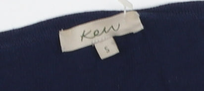 Ken Women's Blue Striped Pullover Jumper Size S