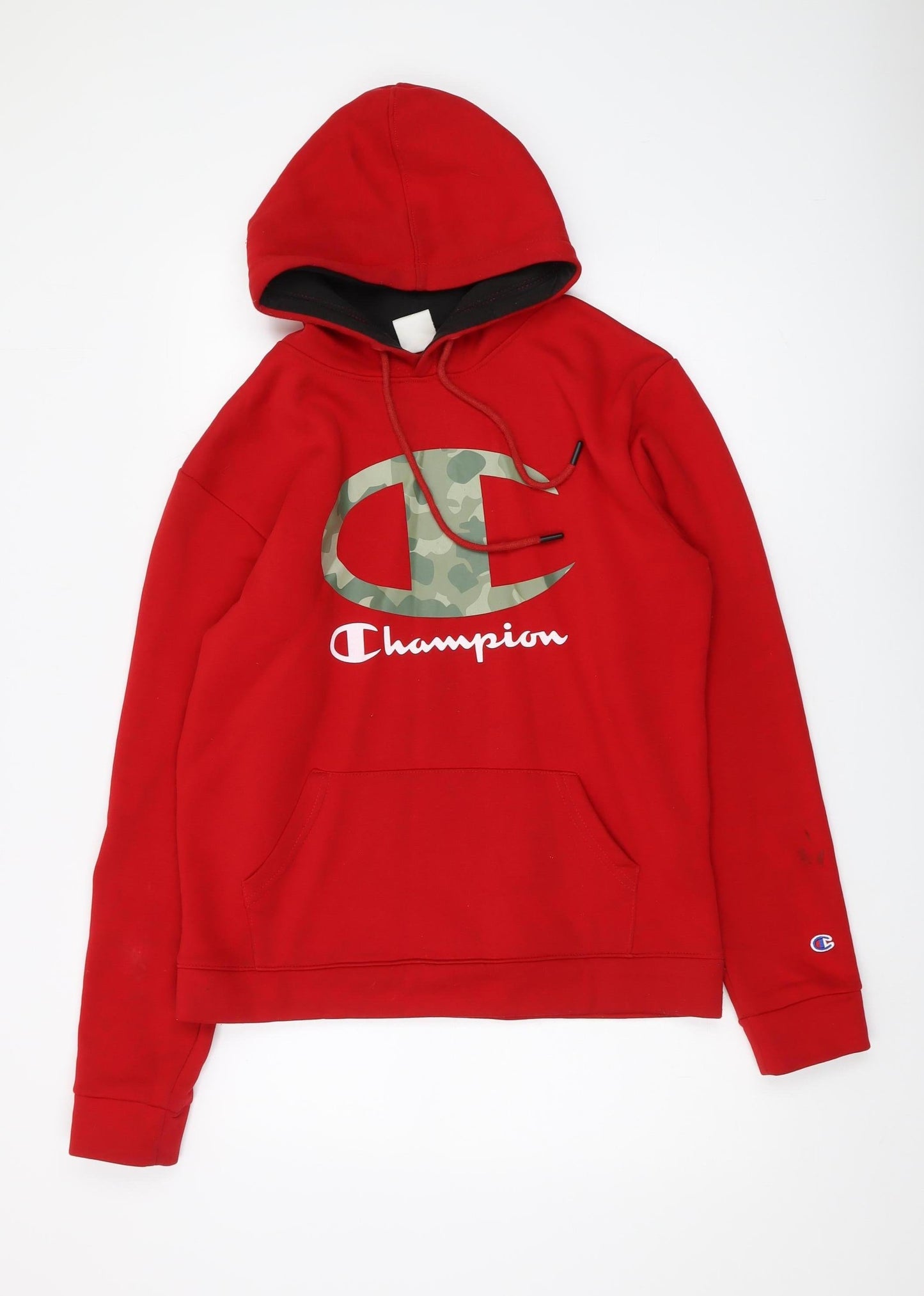 Champion Men's Red Pullover Hoodie M - Logo Graphic