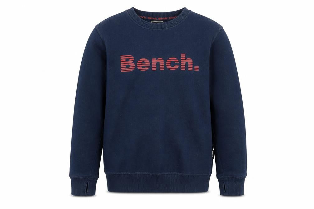 Front view of Bench boys’ blue pullover sweatshirt, logo, 11-12 years