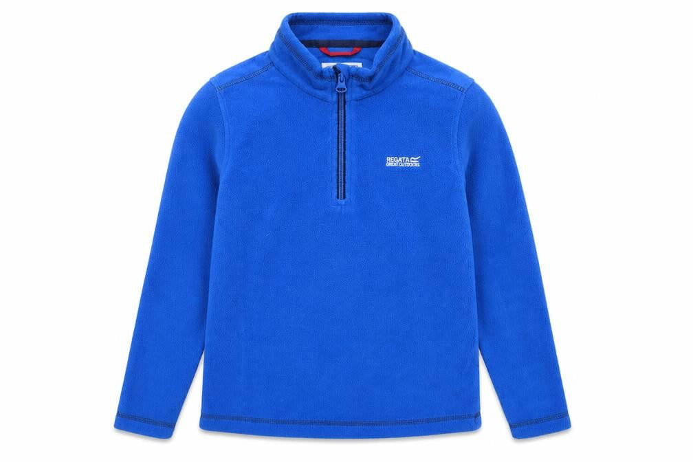 Front view of Regatta boys’ blue fleece 1/4 zip sweatshirt 9-10 years