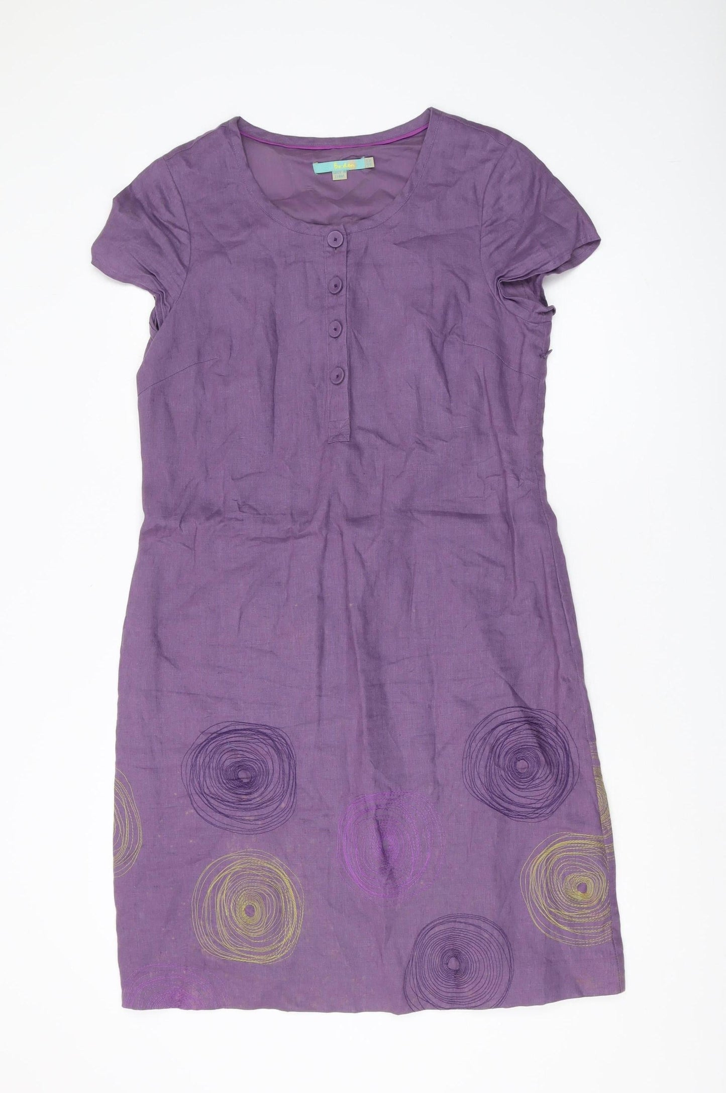 Boden Women’s Purple Shift Dress - Size 12, Linen, Casual