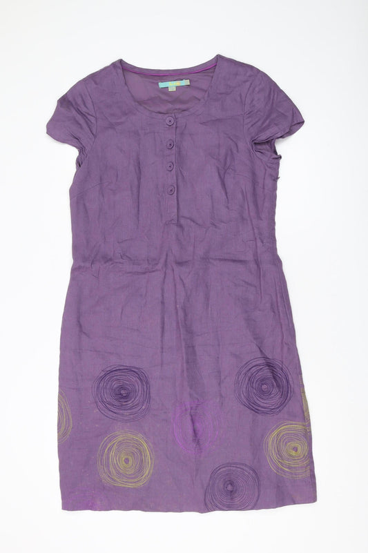 Boden Women’s Purple Shift Dress - Size 12, Linen, Casual