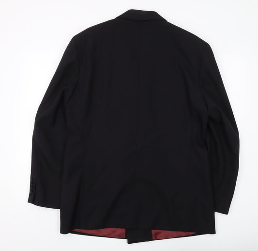 Moss Bros Men's Black Double-Breasted Blazer, 42R