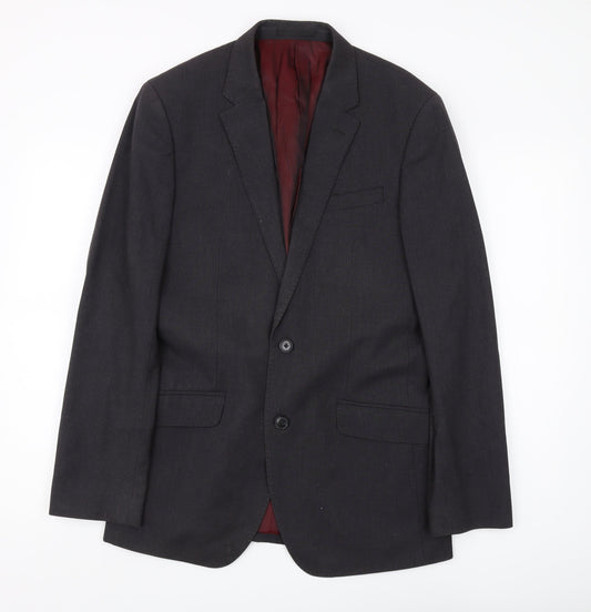 T.M. Lewin Men's Grey Wool Blazer, Size 38, Regular Fit