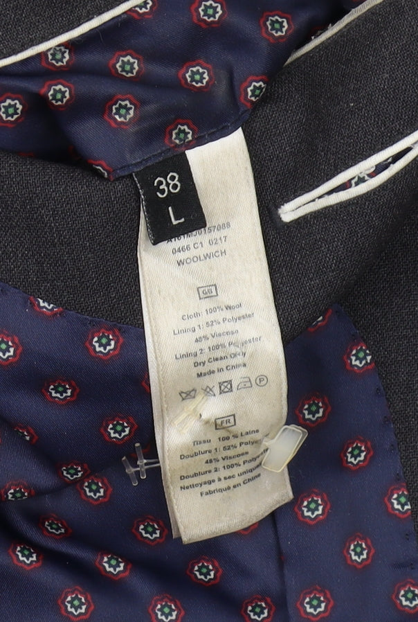 T.M. Lewin Men's Grey Wool Blazer, Size 38, Regular Fit