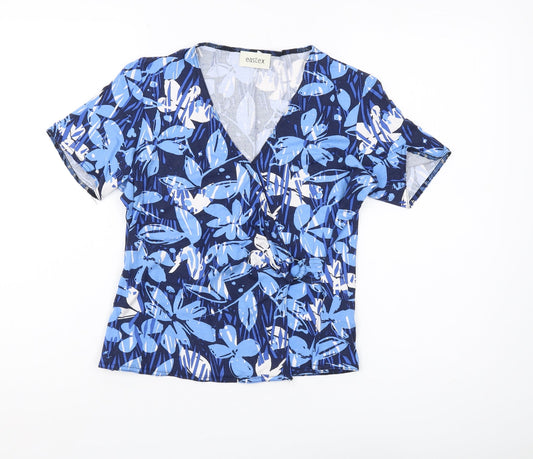 Eastex Women's Blue Floral Wrap Blouse - Size 10