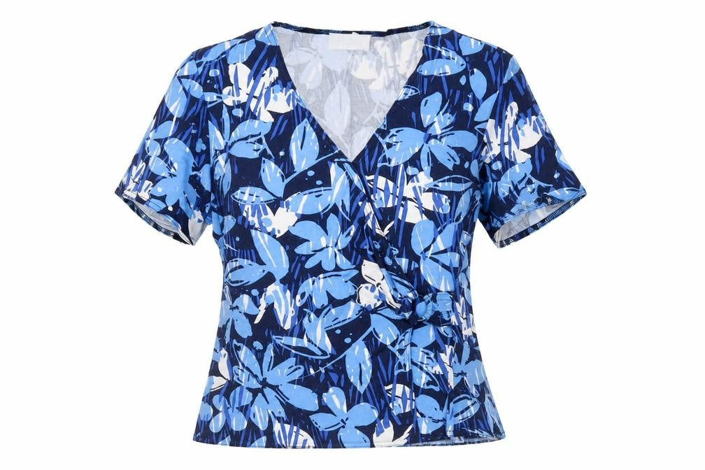 Womens UK Size 10 Eastex Blue Viscose Blend Blouse