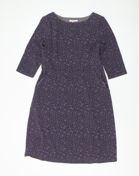 White Stuff Women's Grey Floral Shift Dress Size 10