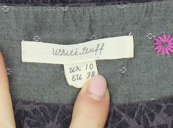 White Stuff Women's Grey Floral Shift Dress Size 10