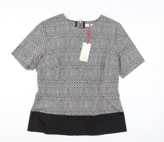 KEW Women's Black Geometric Blouse Medium