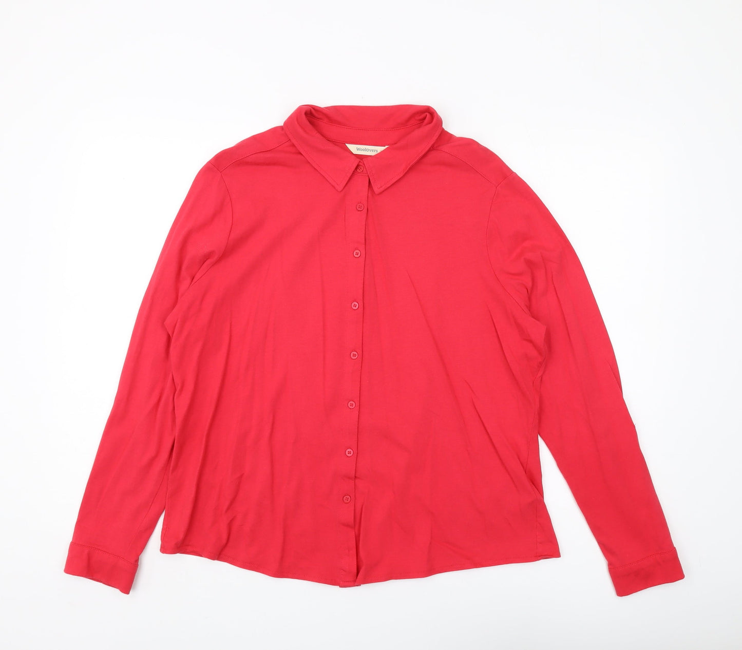 Woolovers Women's Red Collared Long Sleeve Blouse
