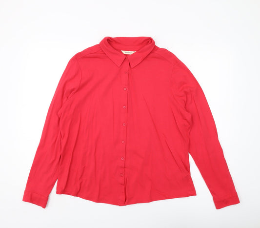 Woolovers Women's Red Collared Long Sleeve Blouse