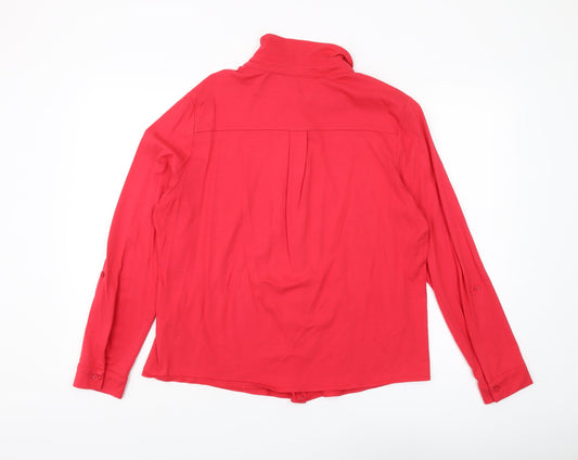 Woolovers Women's Red Collared Long Sleeve Blouse