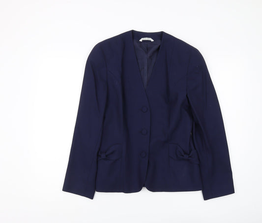 Laura Ashley Women's Blue Wool Blazer Size 10
