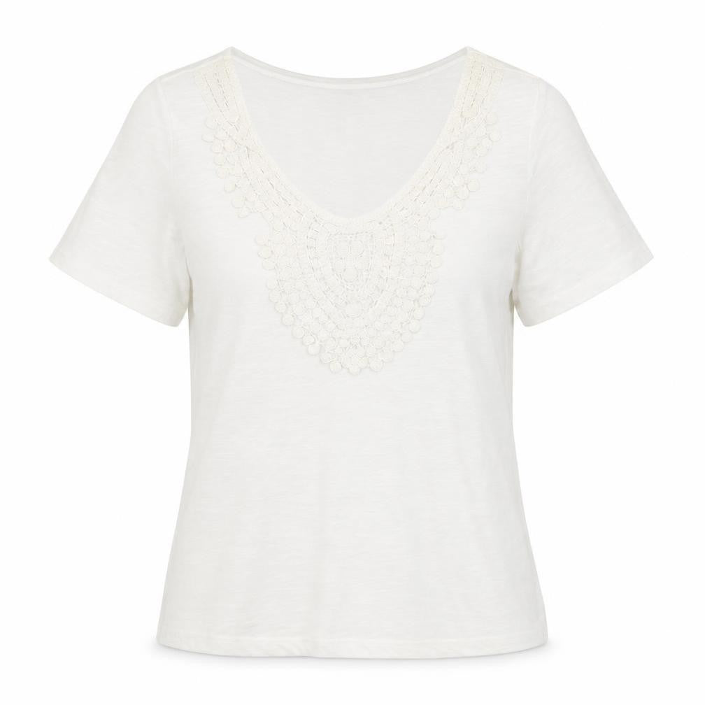 Womens UK Size S Jacqueline de Yong White Cotton T-Shirt