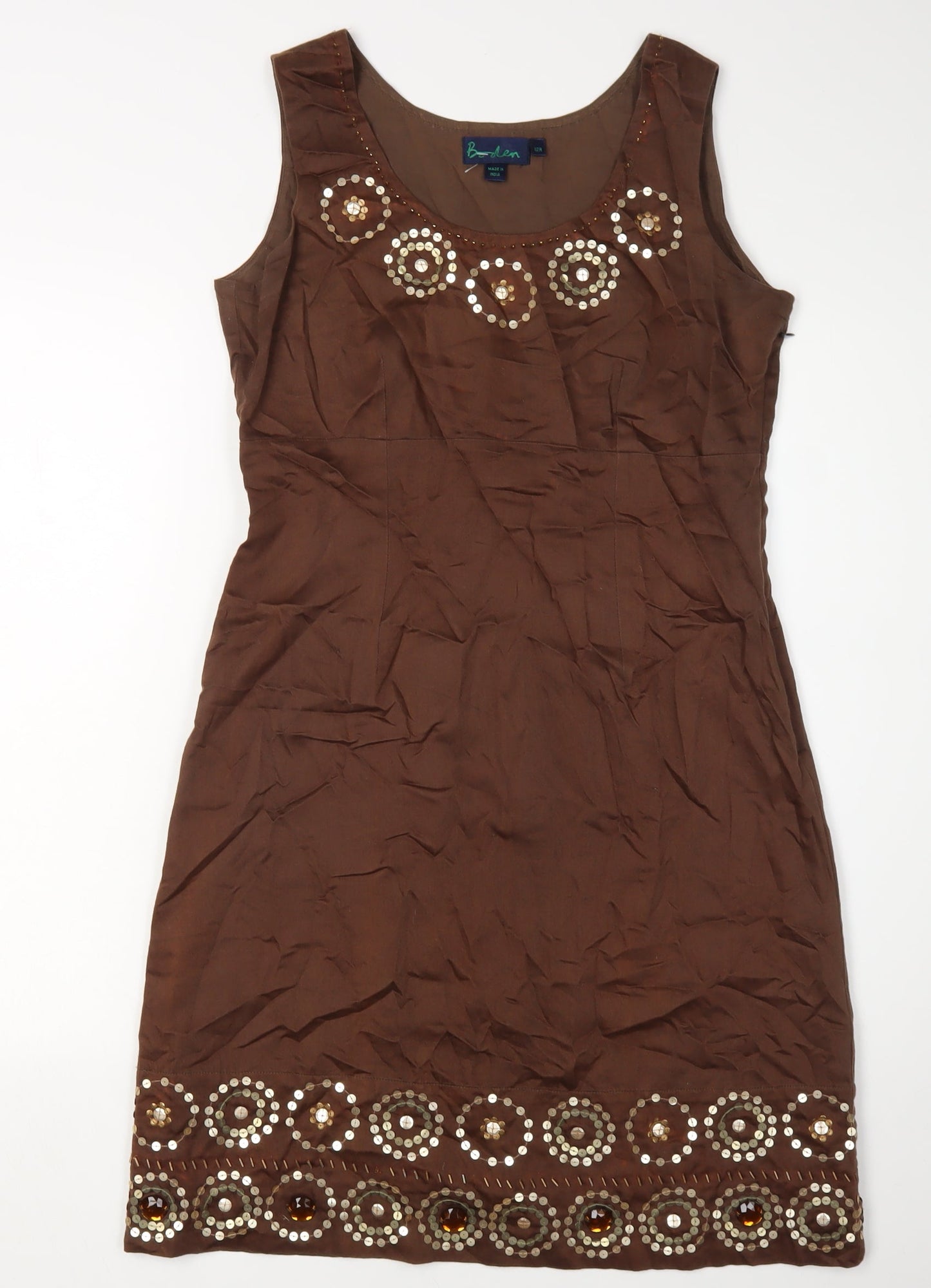 Boden Women's Brown Sequin Sheath Dress Size 12