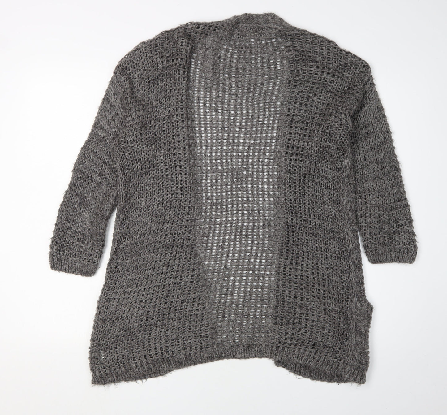 River Island Women’s Grey Open-Knit Cardigan Size 8