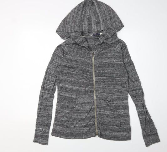 Brandy Melville Women's Grey Full Zip Hoodie One Size