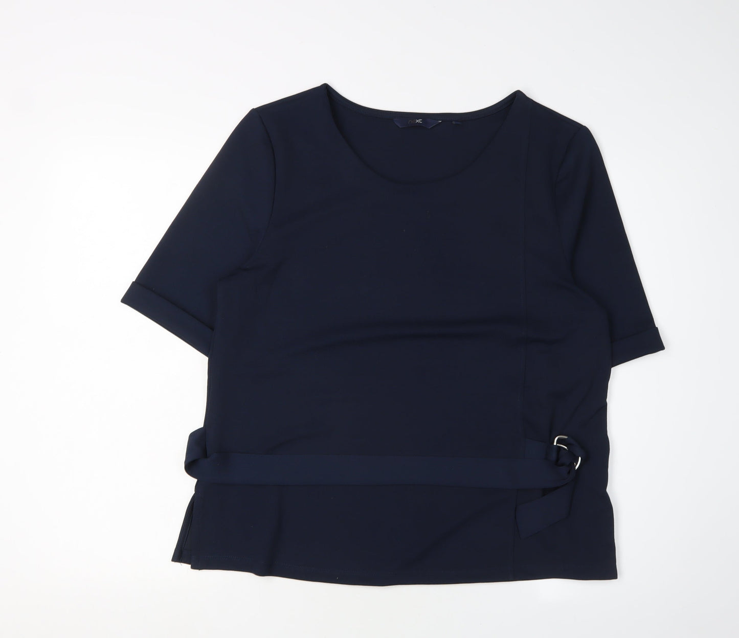 Next Women's Blue Short Sleeve Belted Blouse Size 16